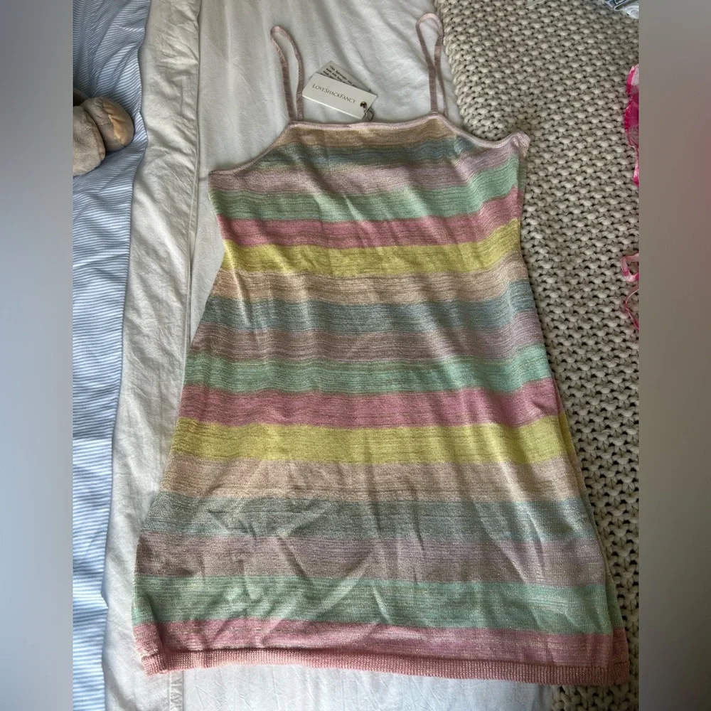 NWT love shack fancy Lessie mini dress rainbow pastel sunrise - Picture 1 of 5